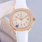 GR Factory Patek Philippe Women's Watch Aquanaut 38mm Quartz Movement Rose Gold Case White Strap Watch